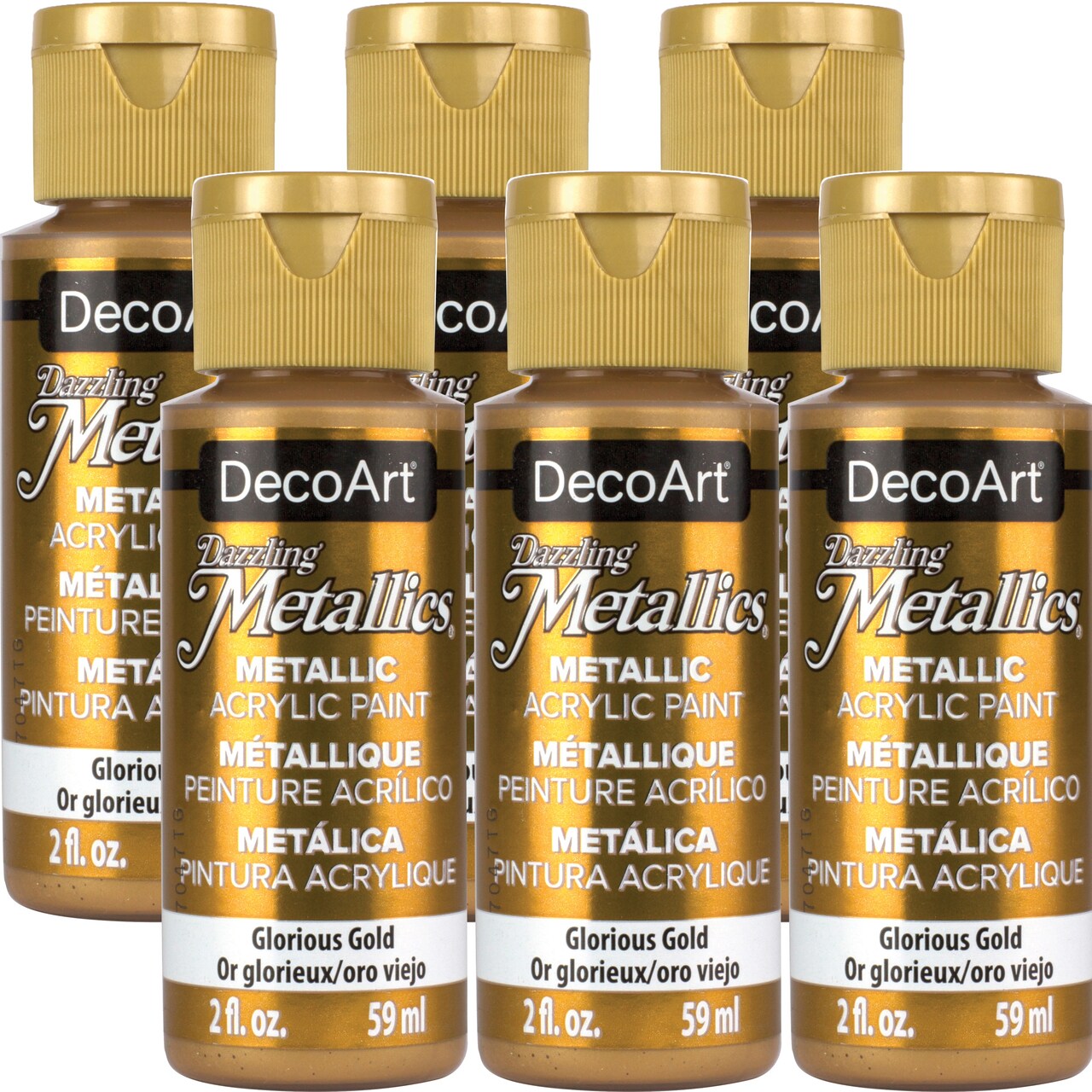Multipack of 6 - DecoArt Dazzling Metallics Acrylic Paint 2oz-Glorious Gold